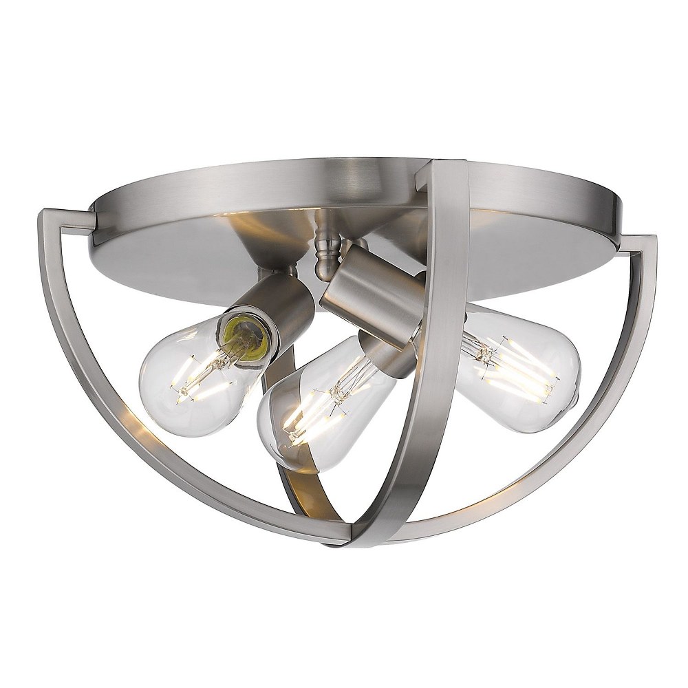 Golden Lighting-3167-FM15 PW-Colson - 3 Light Flush Mount in Durable style - 7.25 Inches high by 14.13 Inches wide Pewter  Pewter Finish